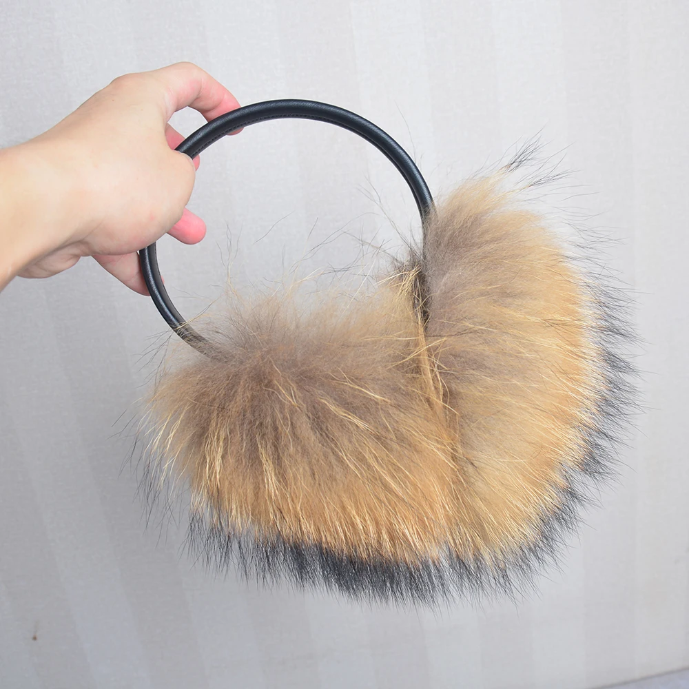 New Style Women Plush Genuine Fox Fur Earmuff Winter Lady Fox Fur Big Pompoms Fluffy Earmuffs Warm 100% Real Fox Fur Ear Cover