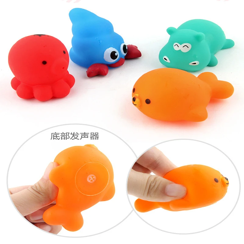 Fishing Toys Network Bag Pick up Toy Kids Soft Rubber Animals Summer Swimming Play Water Bath Doll Water Spray Bath Toys