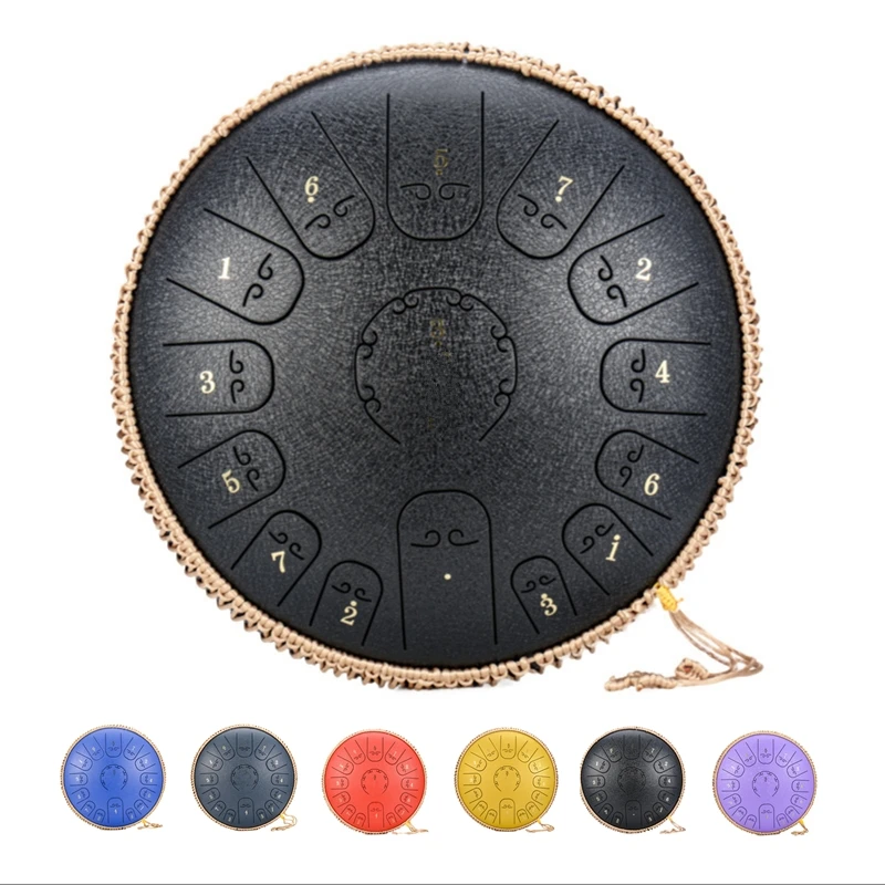 

15 Tune Hand Pan Tank Drum 14 Inch Steel Tongue Drum Pad Tank Sticks Carrying Bag Free music sheet