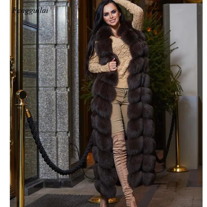 Winter Fox Fur Vest For Women Super Long Winter Eco-friendly Fur Jacket Fashion Outwear Luxury Natural Fur Vest Female Waistcoat