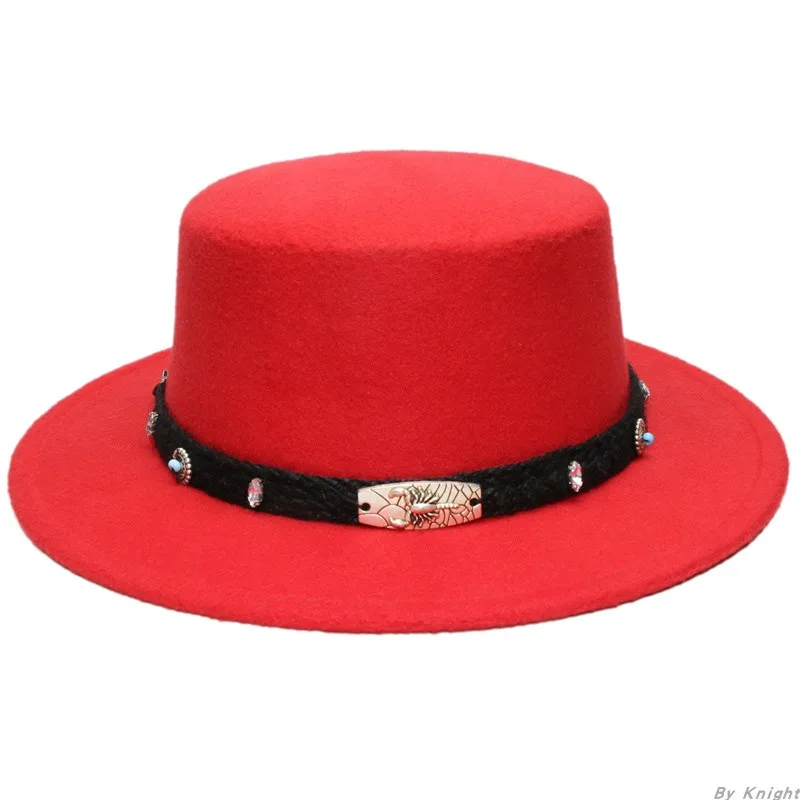A187 Adult Wool Fedoras Hat Adults Children Wool Flat Roof Dome Top College Style Bowler Hat Fascinator Hats  Felt Hats