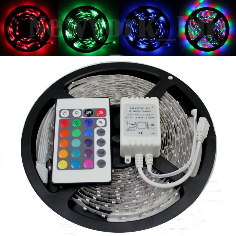 5M  Non Waterproof DC12V 3528 5050 RGB LED Strip Light Flexible RGB Diode Led Tape Set Remote Control Support Dropshipping