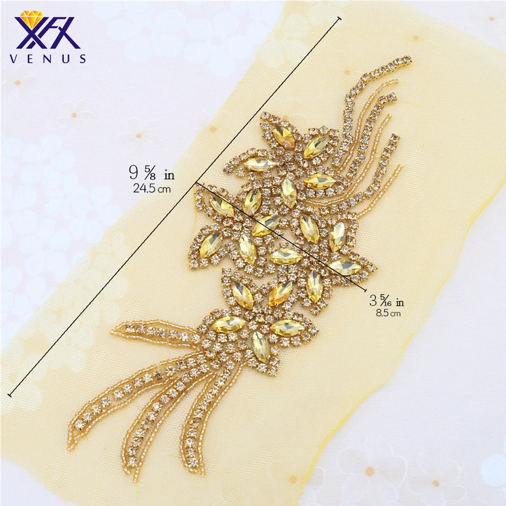 

XFX VENUS 10pcs Applique Wedding Rhinestone Beaded Crystal Applique Iron on For Wedding Dresses Rhinestones for Crafts rinstones