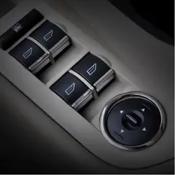 Car styling Windows lift switch button metal chrome trim decoration accessories case for Ford Focus Ecosport Fiesta Kuga S-MAX