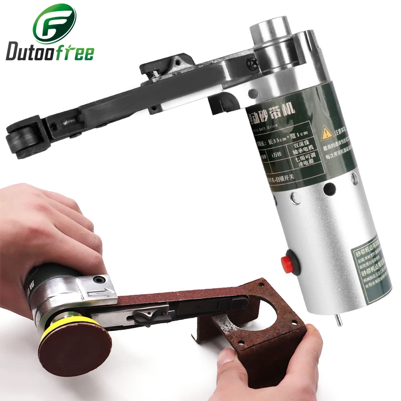 100W Grinding Machine Electric Belt Sander DIY Mini Grinder 10000r/min Small Hand-held Machine With 9PCS Belt Woodworking