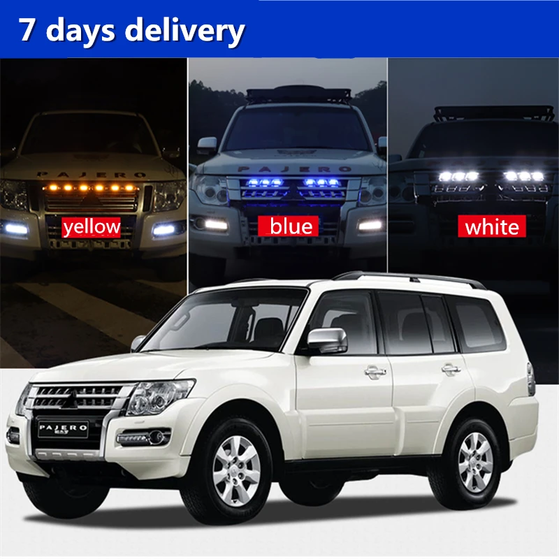 

For Mitsubishi PAJERO V97 V93 V87 V73 Front Bumper Hood Grille LED Light Exterior decorative leds Car Modified lights Accessorie