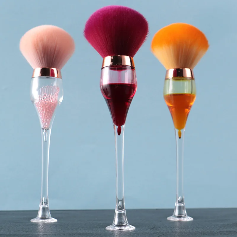 Luxury Wine Glass Make up Brush Soft Nail Art Cleaning Dust Brush Manicure Tool Cosmetic Blush Powder Facial Brush