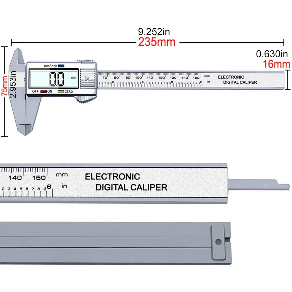 0-150mm lcd 150mm digital de fibra de carbono eletrônico vernier caliper calibre micrômetro modelo precisão vernier caliper