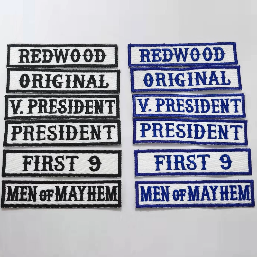 Motorcycle Sons of motor biker Patches for redwood original president first 9 motorcycles rider iron on anarchy badges stickers