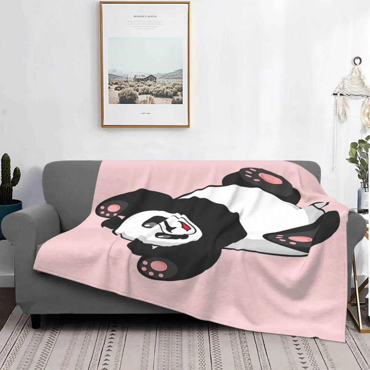 Manta mullida a cuadros para cama, colcha de verano con diseño de Panda, a cuadros, bonita, 40