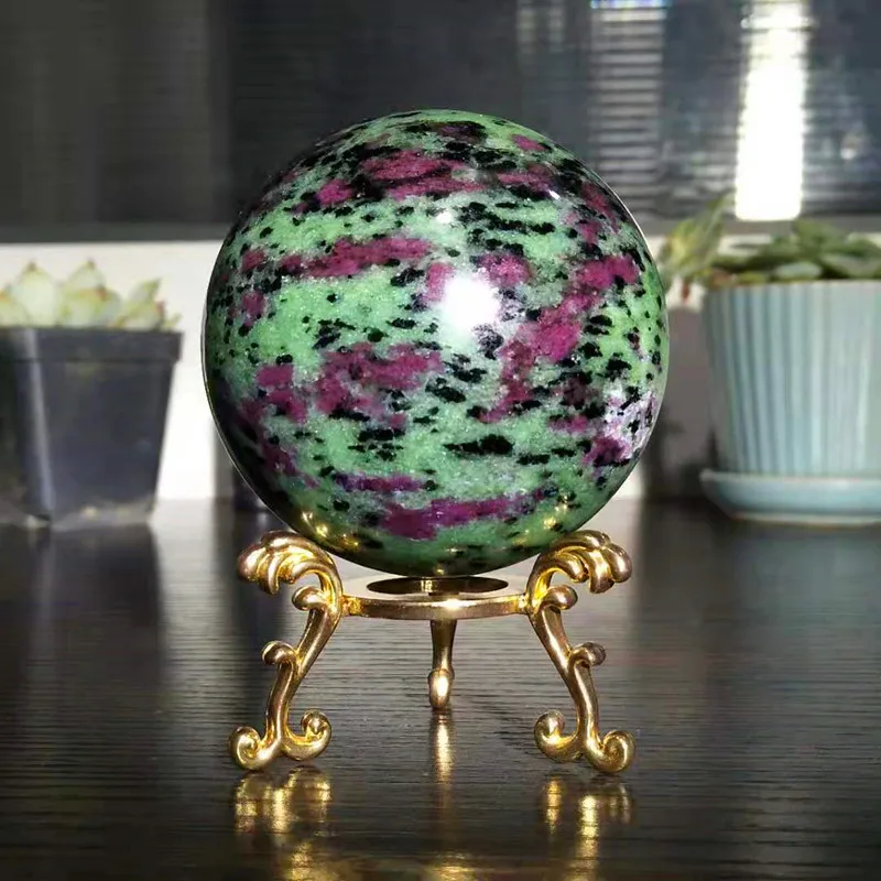 Natural Stones Ruby Zoisite Crystal Ball Home Decoration And Sphere Witchcraft Supplies Anyolite Witch Spiritual Decor Wicca