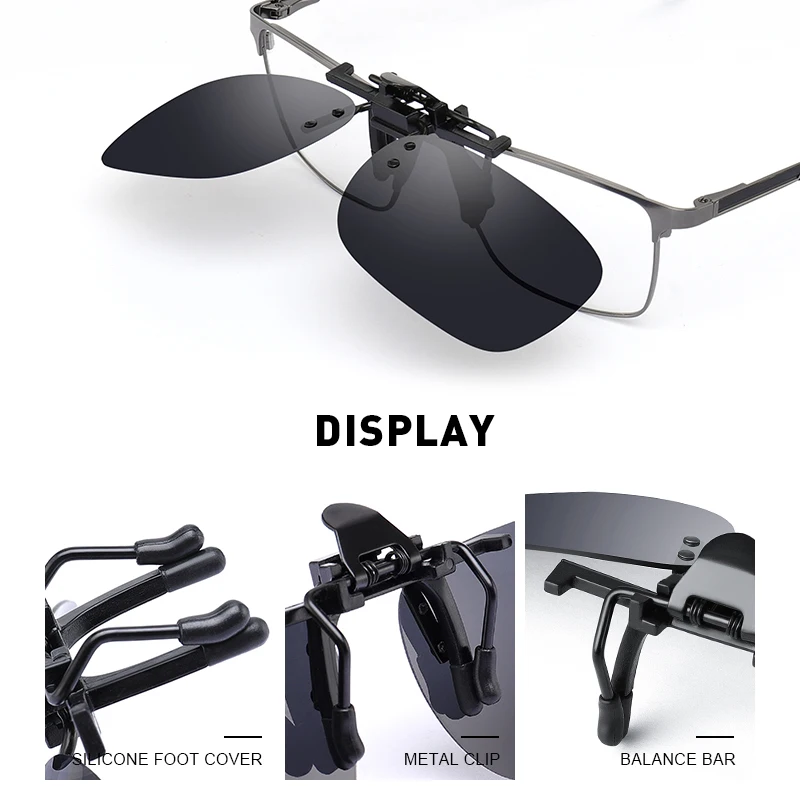 MERRYS DESIGN Clip On Glasses Frame UV400 Polarized Fishing Driving Sunglasses Clips Day Night Vision Clip Glasses P0088