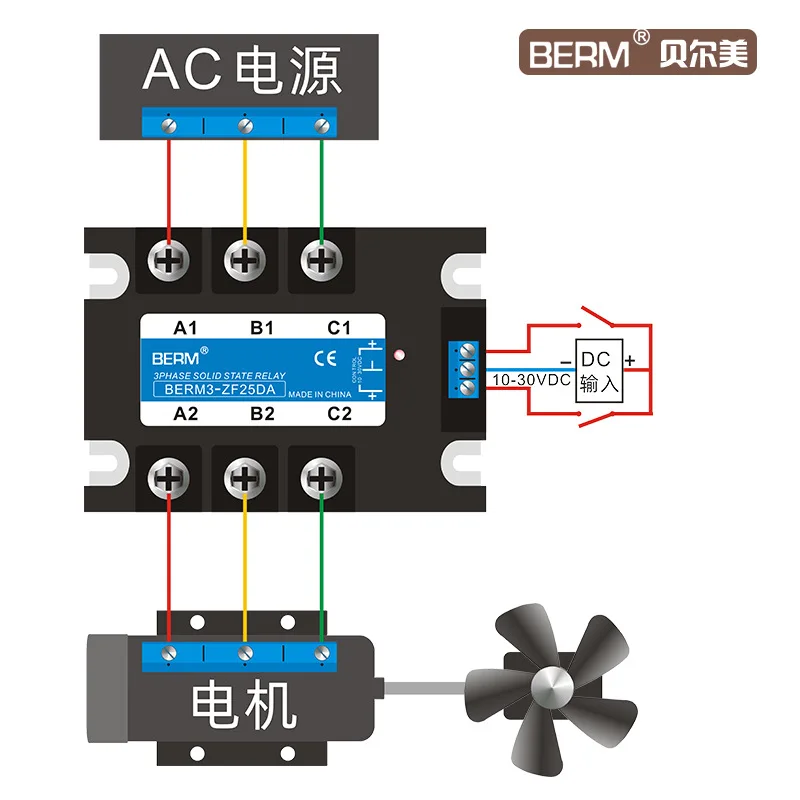 Three phase solid state relay SSR motor forward and reverse DC control AC behrm3-zf40da