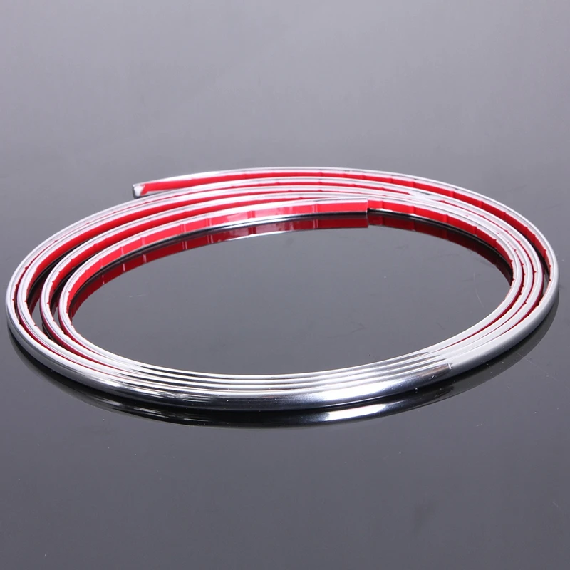 4mmx2m Car Chrome Styling Decoration Moulding Trim Strip Tape DIY Protective Sticker Cover Bright Strip Car Bumper Accessories