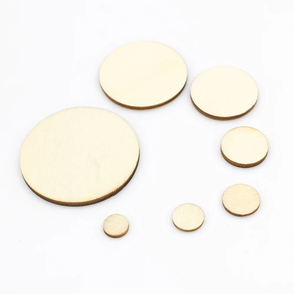 15/100pcs 10-50mm Unfinished Wooden Round Circles Ring Craft Card Making Scrapbooking DIY Embellishment Arts Decorative Craft