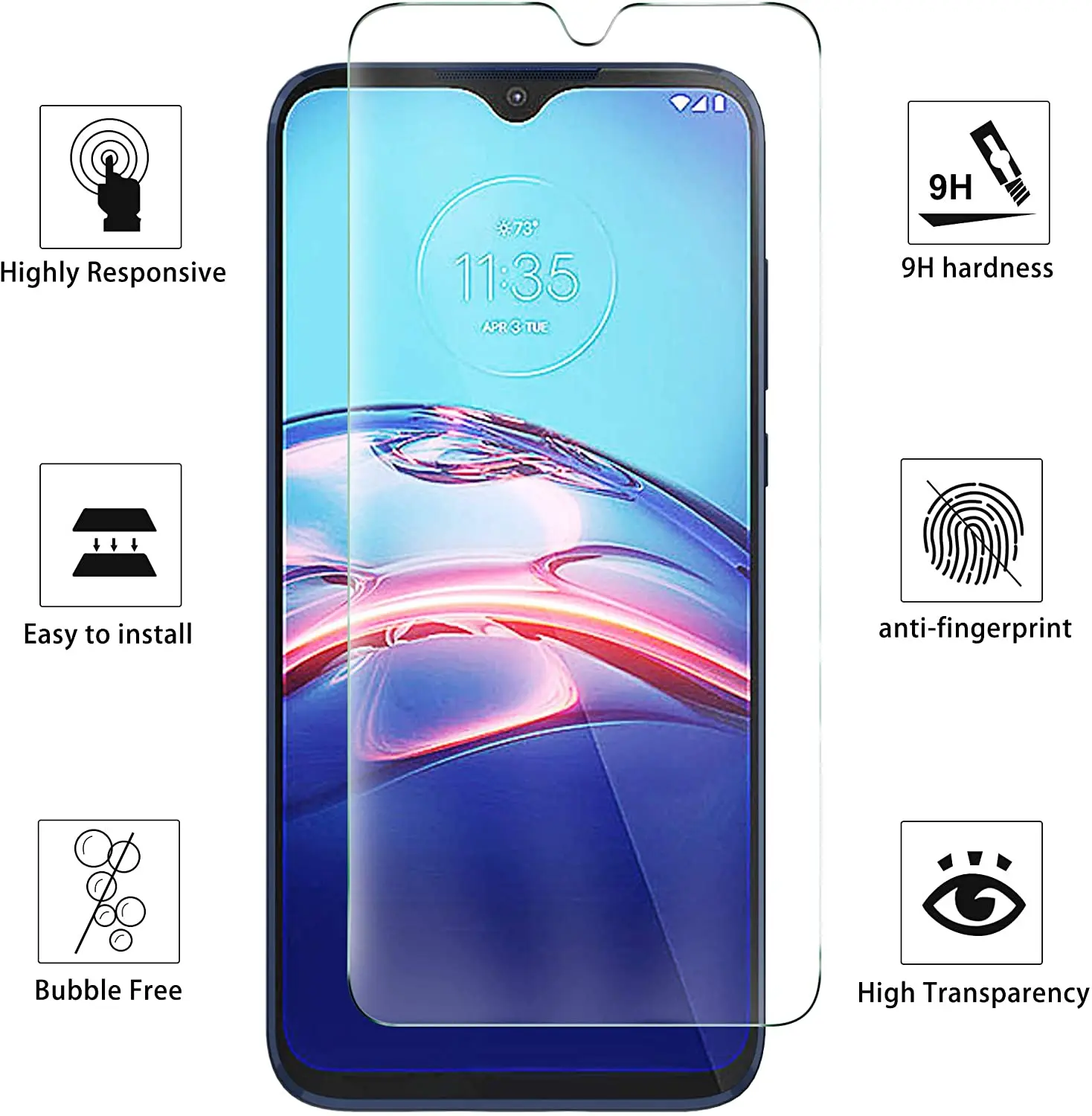 Protecteur d\'écran, Film en verre trempé pour Motorola One Action Fusion Plus Hyper Macro Vision Zoom sur Moto E 2020