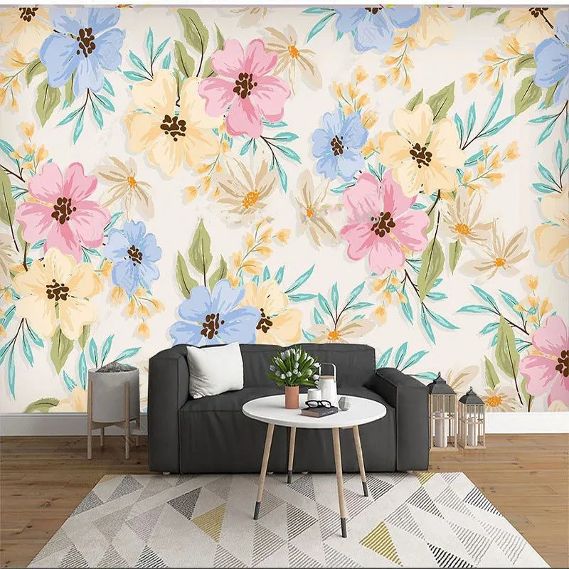Custom Self-Adhesive Wallpaper Modern  Floral Background Wall Paper Living Room Bedroom Romantic Home Decor 3D Wall Stickers