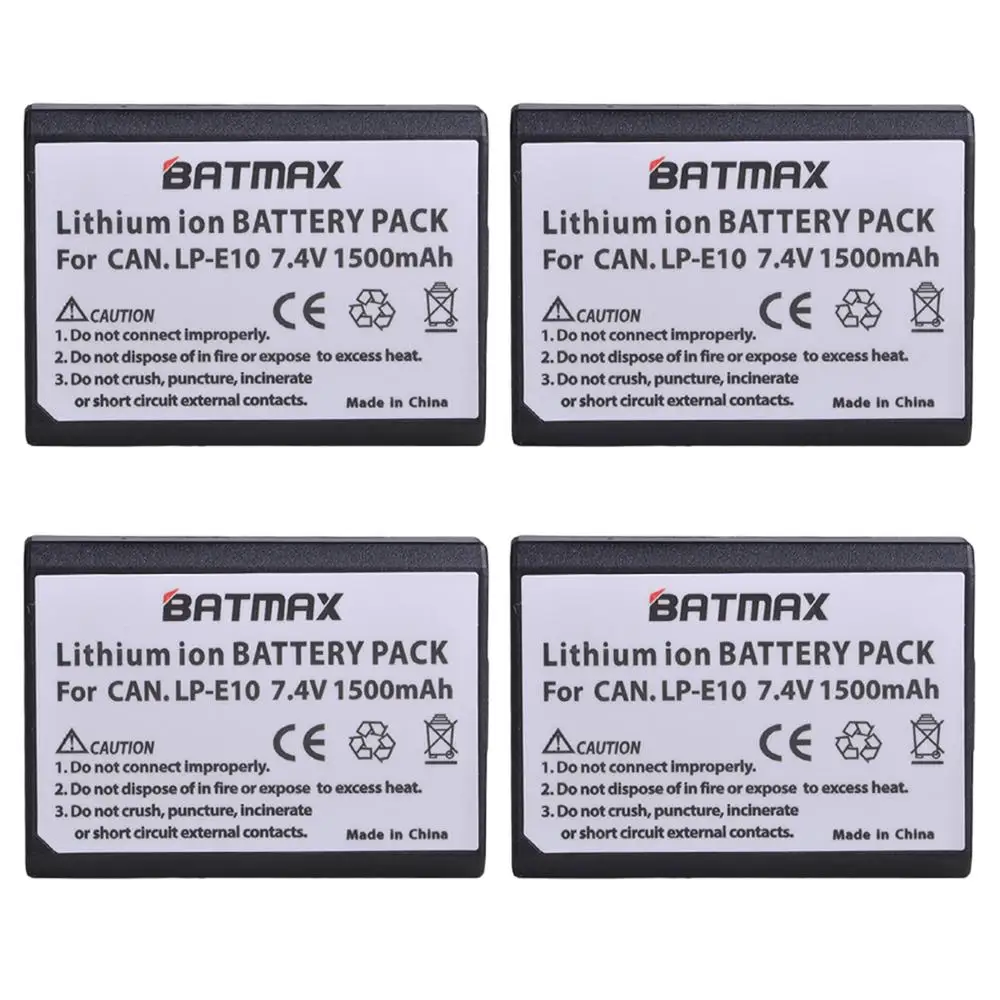 Batmax LP-E10 LP E10 LPE10 Battery + LED Dual Bulit-in USB Charger Type C for Canon 1100D 1200D 1300D Rebel T3 T5 KISS X50 X70