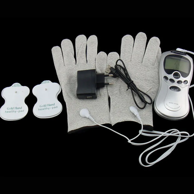 

Electric Body Hand Ppulse Massage Glove Massager Tens Acupuncture Therapy Massageador Electronic Massager Fiber Electrode Gloves