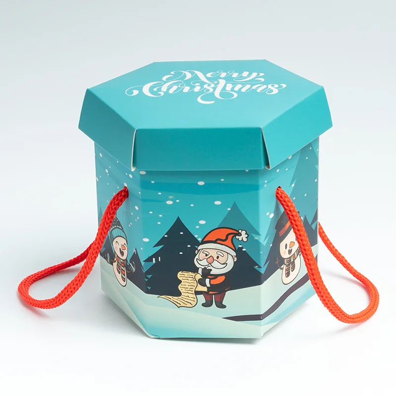 

10 Pieces Cartoon Christmas Eve Packing Box Portable Hand Carry Fish Tail Paper Box Christmas Apple/Snacks Gift Box 14 Style
