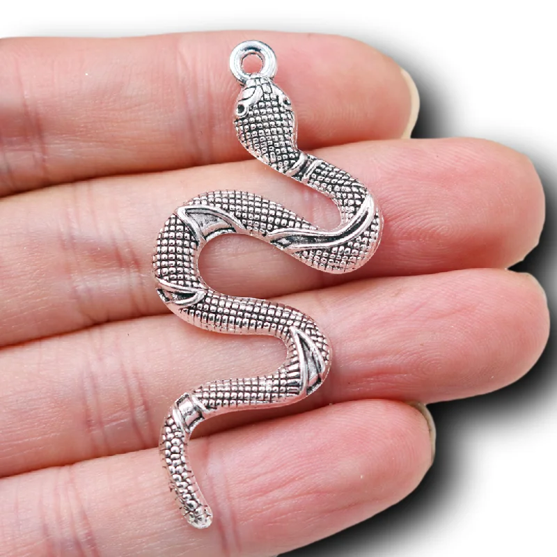 5pcs Hip Hop Style Snake Alloy Pendant DIY Charms Necklace Earrings Jewelry Carfts Making A2063