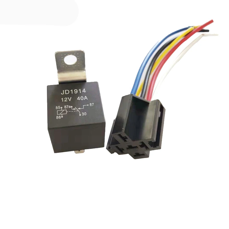 High Current Relay Five-legged Iron Back Waterproof One Relay Socket 40A 12 24V Power Automotive Heavy Current Relay Car Relay