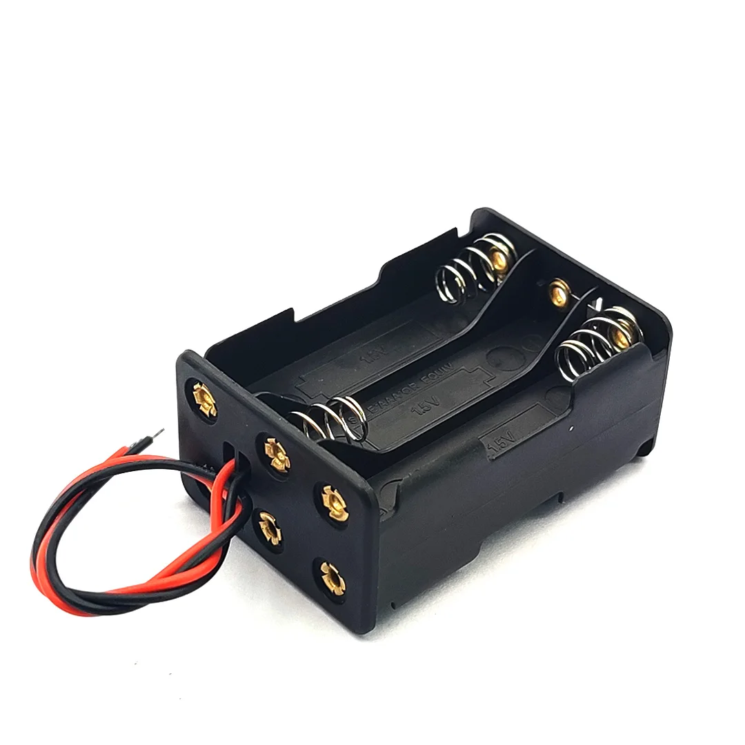 6 AAA 9V Battery Box Holder Back To Back 6AAA Battery Case AAA Storage Box With Wire Leads