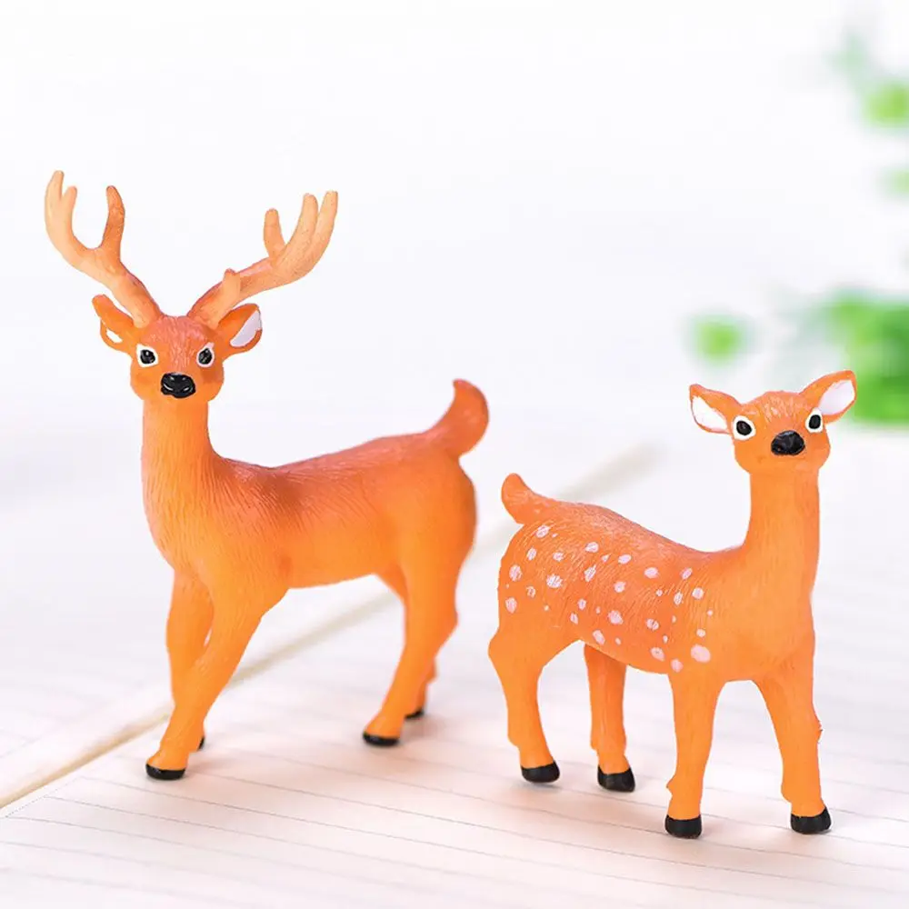 Resin Cute Artificial Creative Miniatures Home Decoration Individuality Figurines Sika Deer Forest Deer Elk