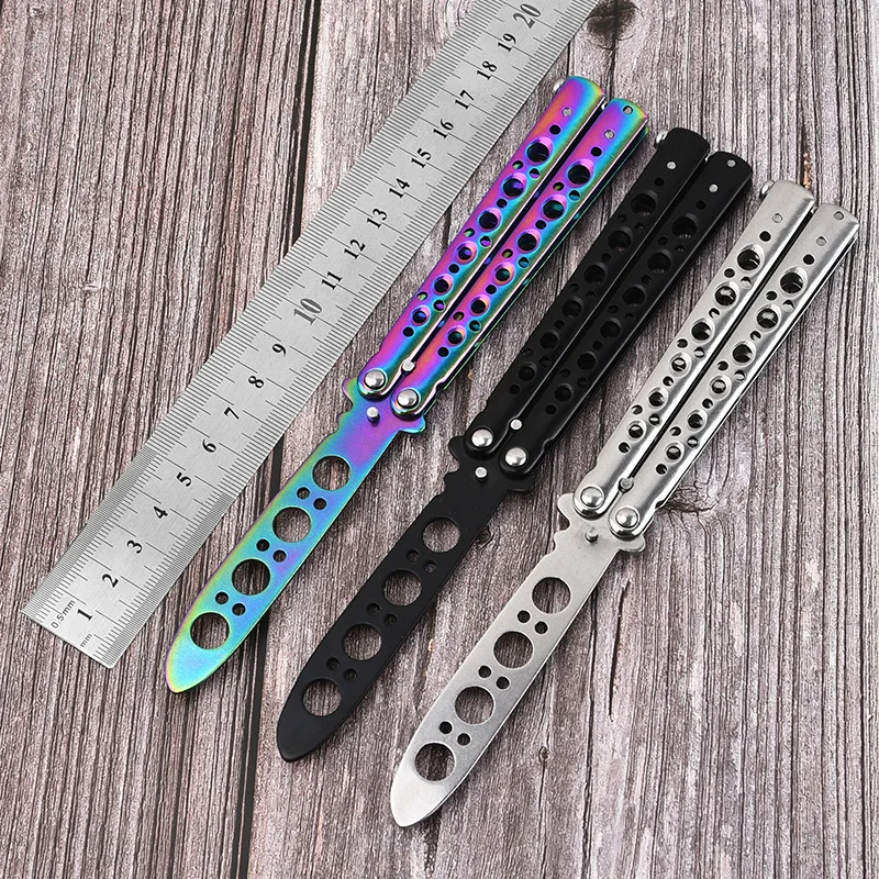 Portable Folding Butterfly Knife CSGO Balisong Trainer Stainless Steel Pocket Practice Knife Training Tool for Outdoor Games