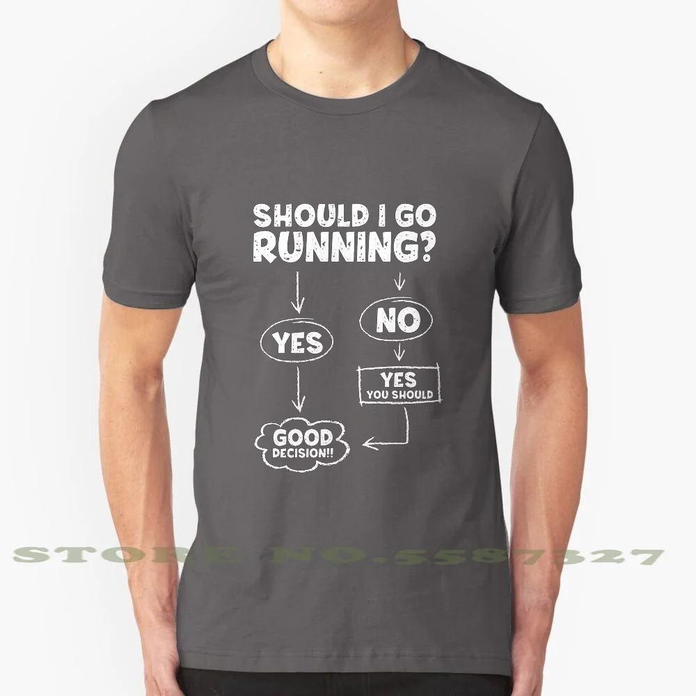 Should I Go Running 100% Cotton T-Shirt Run Running Fitness Marathoner Marathon Runner 10K 5K Half Marathon Gym