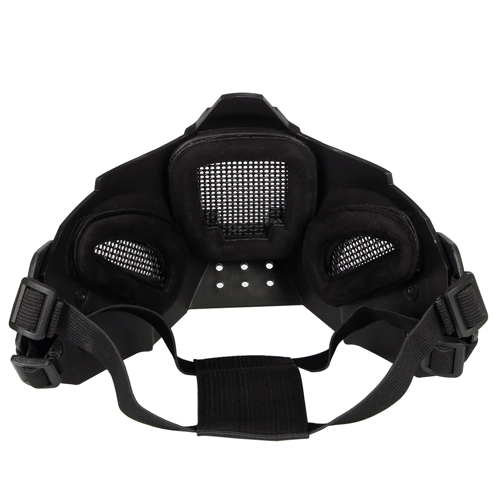 Caça máscara protetora meia face respirável militar tático airsoft paintball cs combate máscara facial com capacete conector