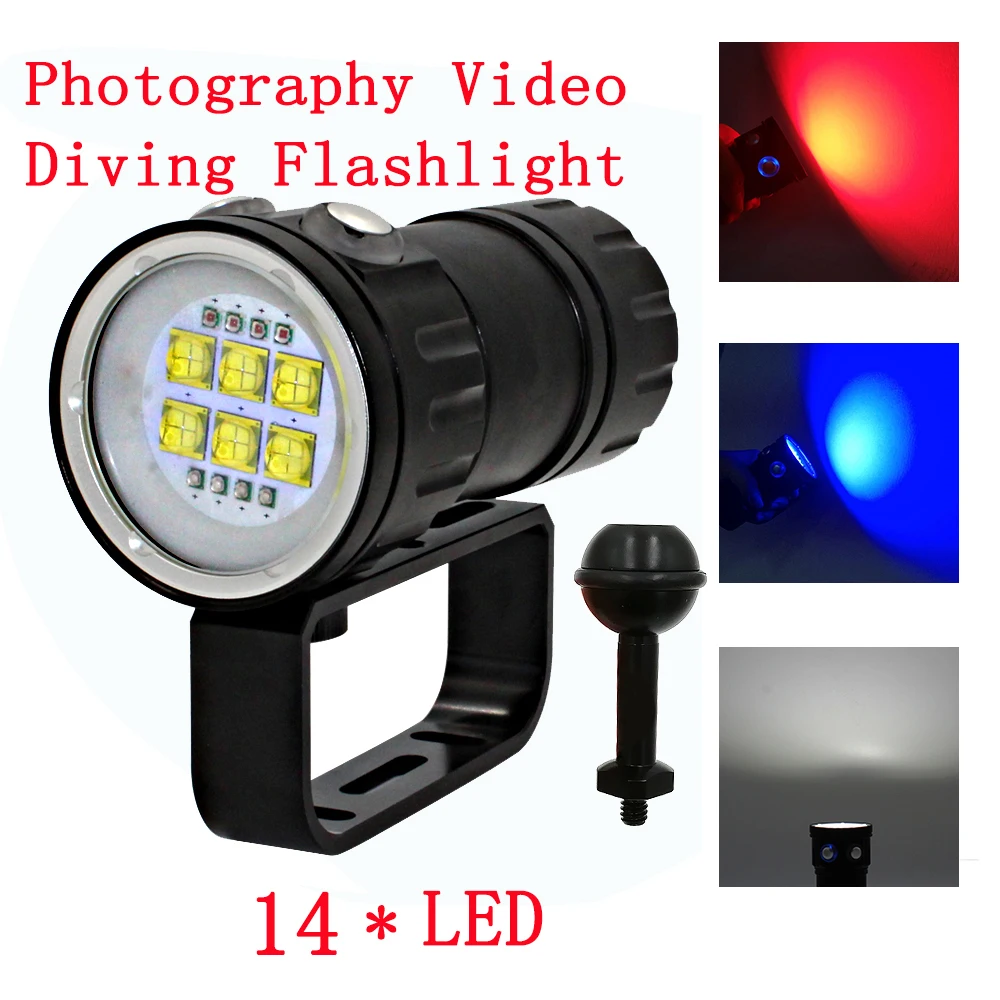 LED Diving Flashlight 6x  XHP70 / 90 LED Photography Video light 20000LM underwater 100m waterproof Tactical torch Lamp