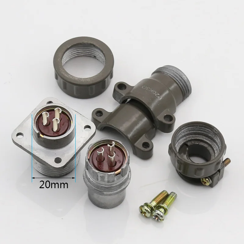 Aviation Plug Socket Round Connector P20 Series 2.3.4.5.7 Core Pins Interface Diameter 20MM