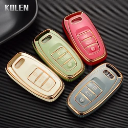 Plating TPU Car Key Case Shell Cover Fob For Audi A1 A3 8V A4 B8 B9 A5 A6 C7 A7 A8 Q3 Q5 Q7 S4 S6 S7 S8 R8 TT Holder Accessories