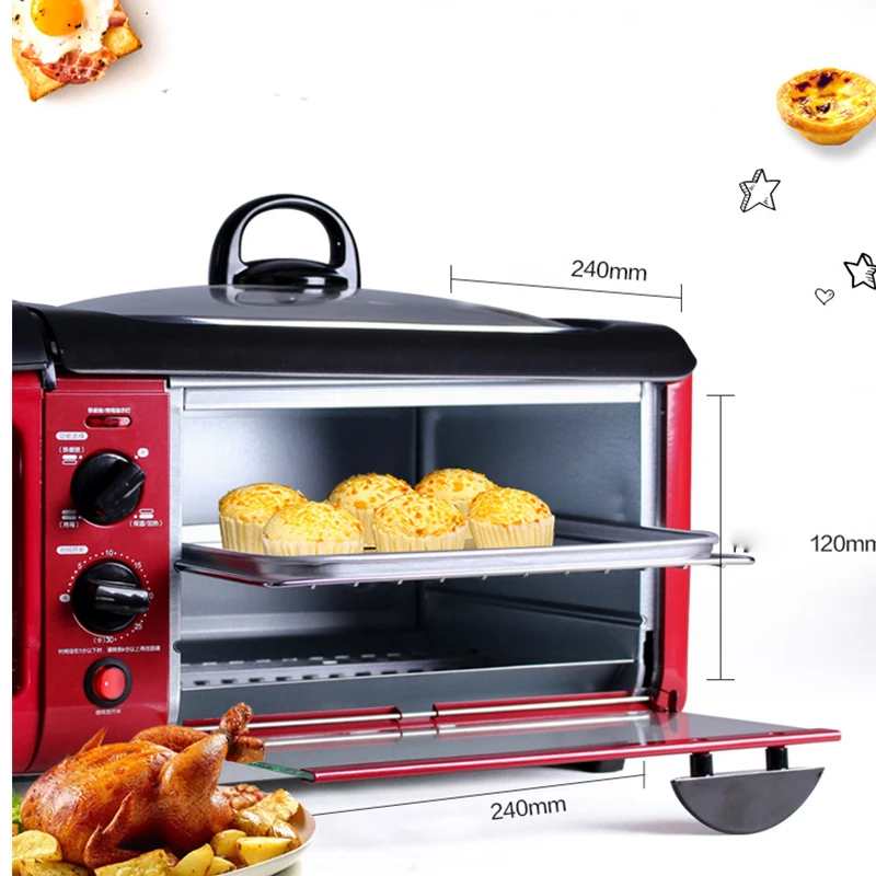 3 In 1 Breakfast Machine Multi-Function Breakfast Making Machine Electric Coffee Machine Omelette Frying Pan Toast Baking Oven