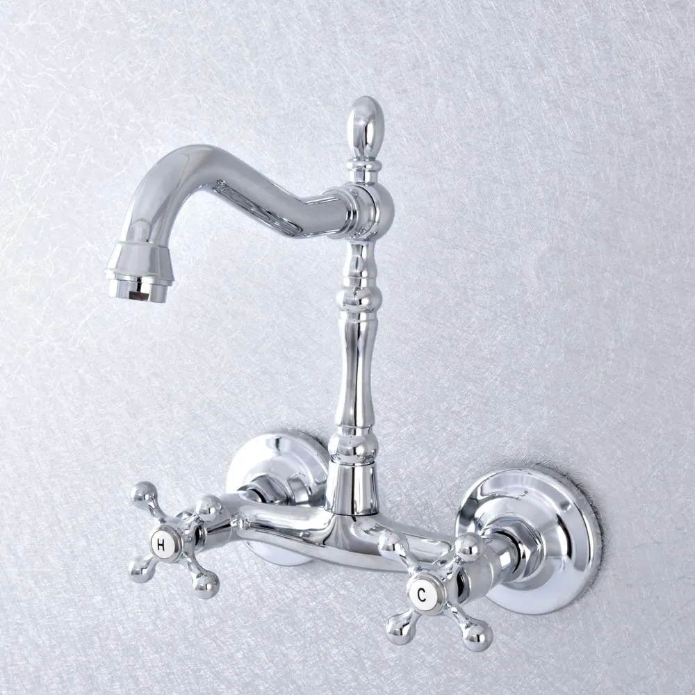 

360 Swivel Chrome Bathroom Basin Sink Mix Tap Bathtub Dual Handles Wall Mounted Kitchen Basin Sink Mixer Faucet Nsf785