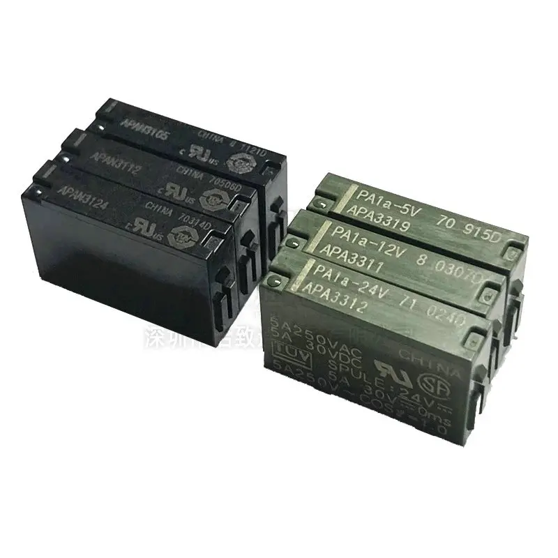 10 pçs/lote Novo relé Originais APAN3105 5V APAN3112 12V APAN3124 24V substituição Completa PA1A-5V PA1A-12V PA1A-24V 4PIN 5A250VAC