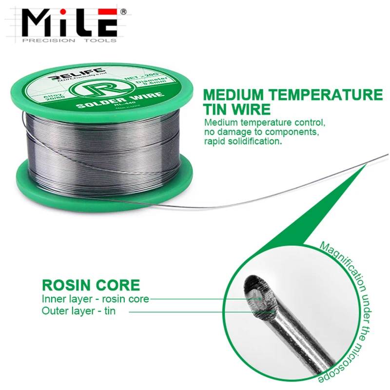 RELIFE Solder Wire 0.3/0.4/0.5/0.6mm Sn20/Pb80 Tin Wire 40g Melt Rosin Core Solder Soldering Wire Roll Reel Welding Line