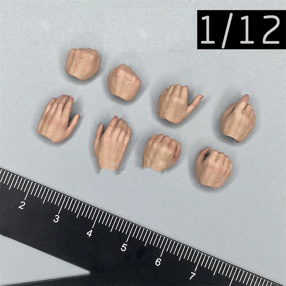 1/12th Male Hand Types Model Suntan Color Can Suit Mostly 6inch Body Doll DIY 8PCS/SET