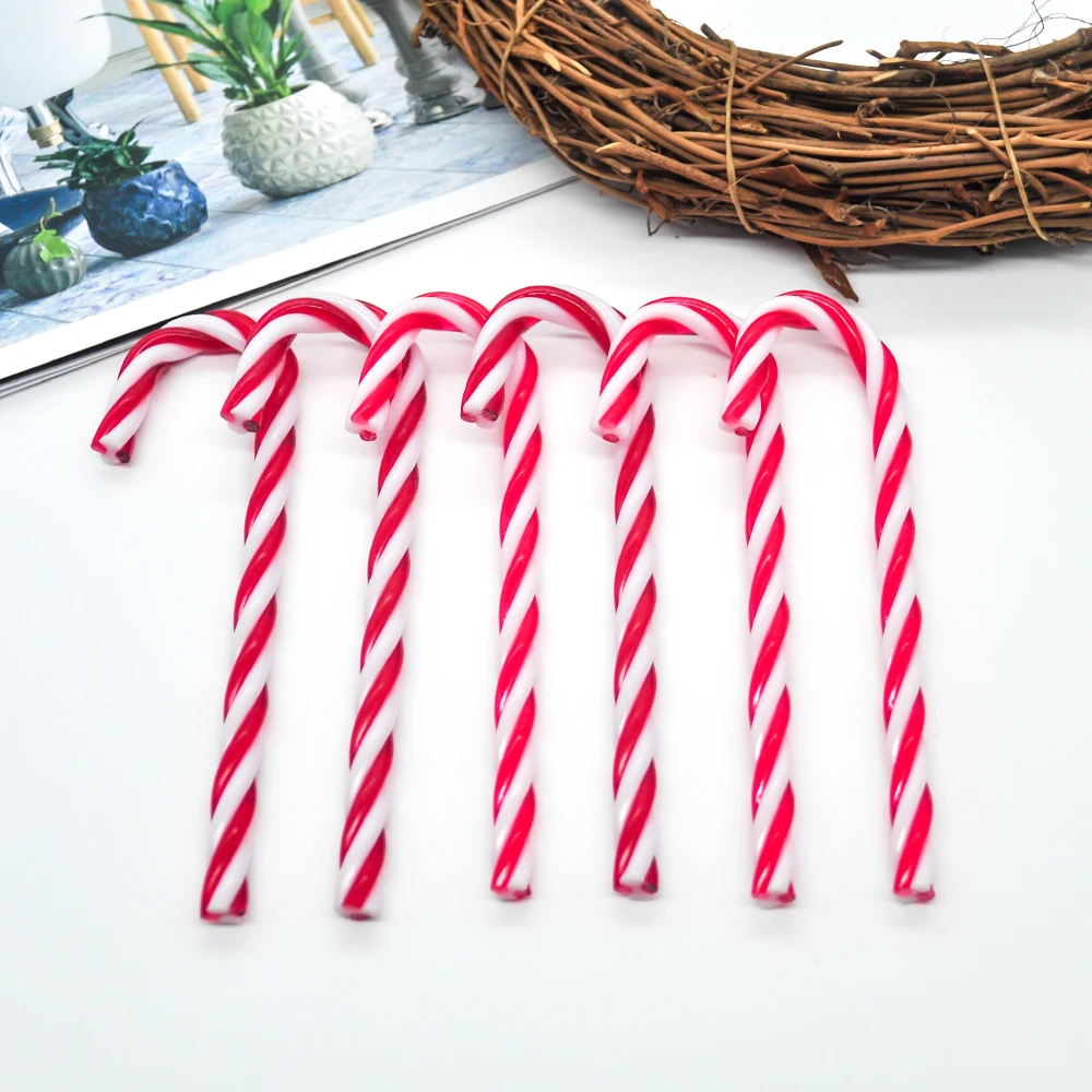 6Pcs acrylic candy cane christmas decoration sugar cane christmas tree hanging ornaments family christmas happy new year