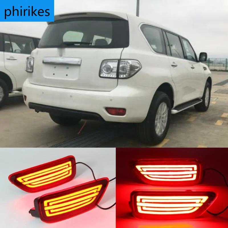 

2pcs Car LED Rear Bumper Reflector Light for Nissan Patrol 2012-2017 2018 2019 Running Flowing Turn Signal Brake Fog Lamps