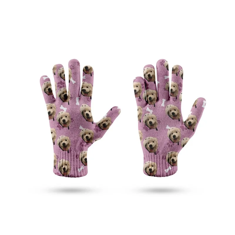 Индивидуальные забавные цветные перчатки для лица вашего питомца с 3D-принтом, забавные перчатки для мужчин, женщин, мужчин, забавные Новые перчатки, подарки