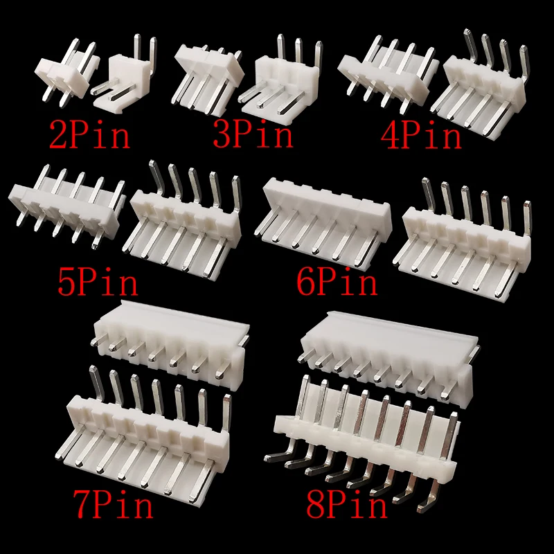 100Pcs VH 3.96mm Male Plug 2P 3P 4P 5P 6P 7P 8 Pin Terminal Connector Straight Needle/Right Angle VH3.96 Connectors