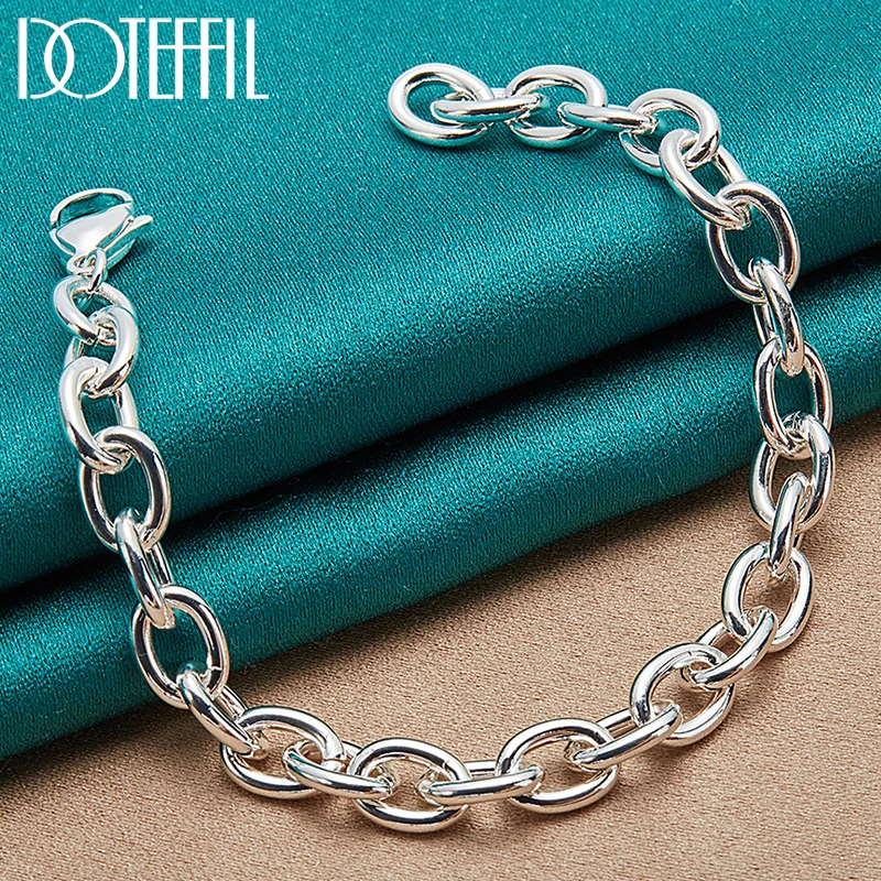 

DOTEFFIL 925 Sterling Silver 8-Inch Basic Chain Bracelet For Woman Man Charm Wedding Engagement Fashion Party Jewelry