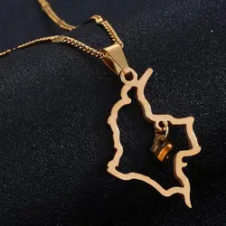 Stainless Steel Heart Colombia Map Pendant Necklace Trendy Map of Colombian Charm Jewelry