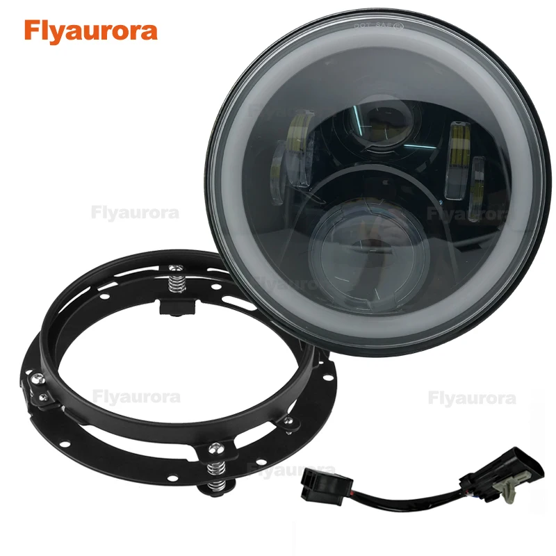 

Flyaurora 1 pcs Front Bumper Headlights 60W Car Led H4 7inch Headlight Car accessories For Jeep Wrangler Jk suzuki samurai