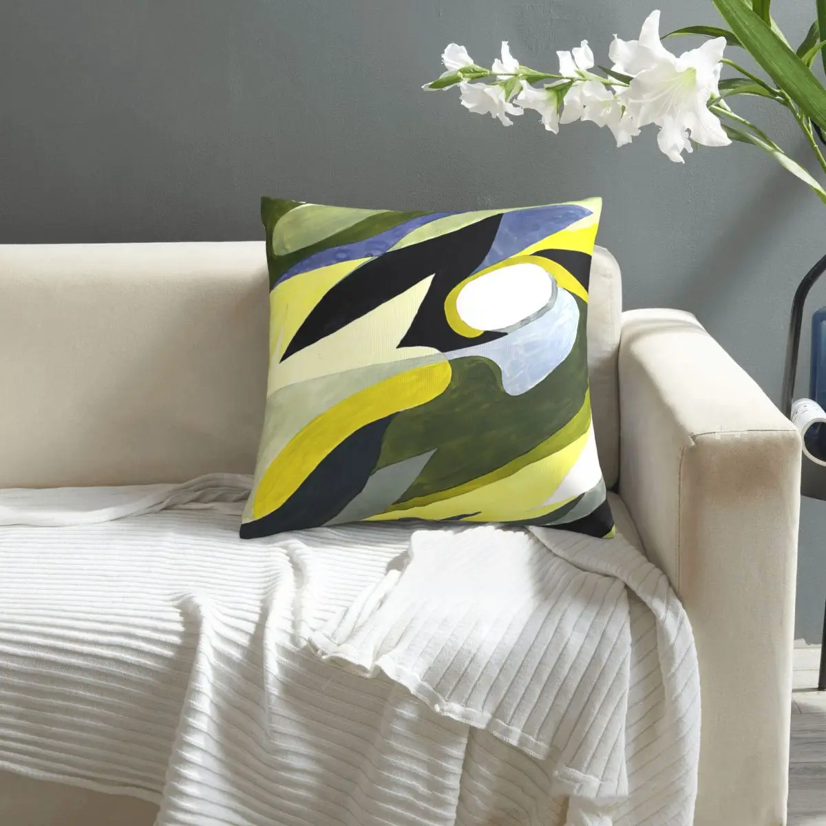 

Yellow Gray And Black Paint With Gray And Black Gouache pillowcase printed cushion cover sofa waist pillow pillow cover