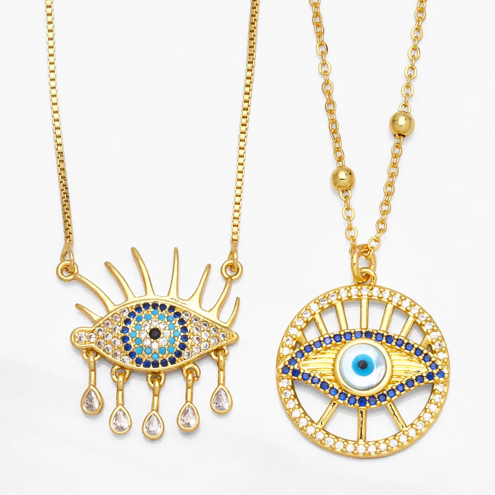 Clearance Necklaces / Blue Evil Eye Necklace for Women Gold Plated Jewelry ojo turco nkeb003