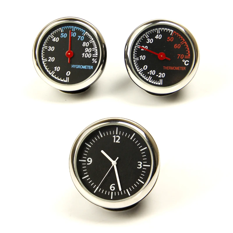 Round Shape Car Automobile Digital Clock Auto Watch/Thermometer/Hygrometer Car Interior Decoration Ornament Car Styling 2021