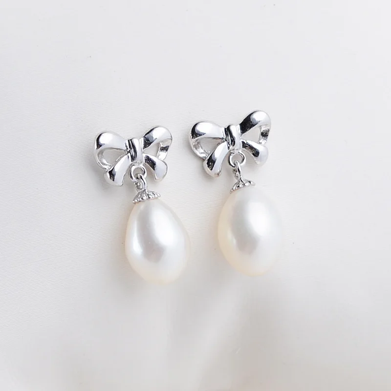 Natural Pearl Earrings Genuine Freshwater Pearl 925 Sterling Silver Drop Earrings For Women Jewelry Fashion Gift